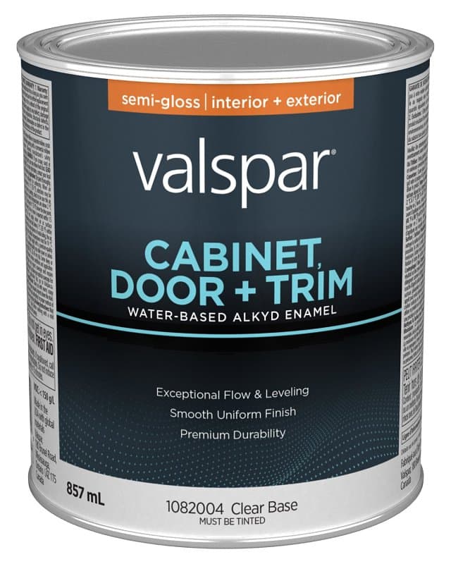 Valspar 029.1082004.005 Cabinet Door and Trim Oil Enriched Enamel, Water, Semi-Gloss, Clear, 1 qt – image 1