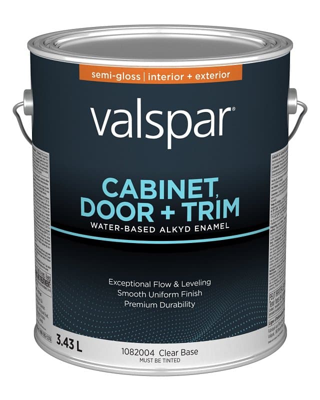 Valspar 029.1082004.007 Cabinet Door and Trim Oil Enriched Enamel, Water, Semi-Gloss, Clear, 1 gal – image 1