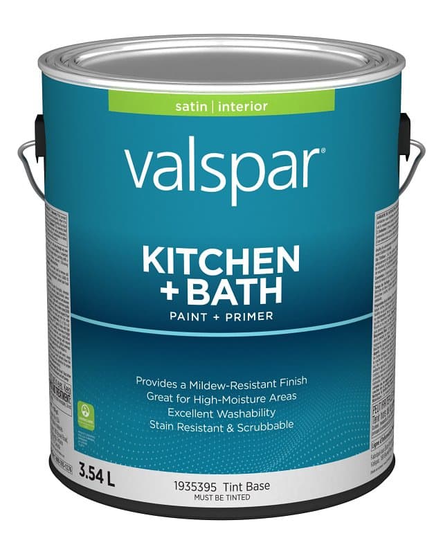 Valspar 029.1935395.007 Kitchen and Bath Interior Paint and Primer, Satin, Tint Base, 1 gal – image 1