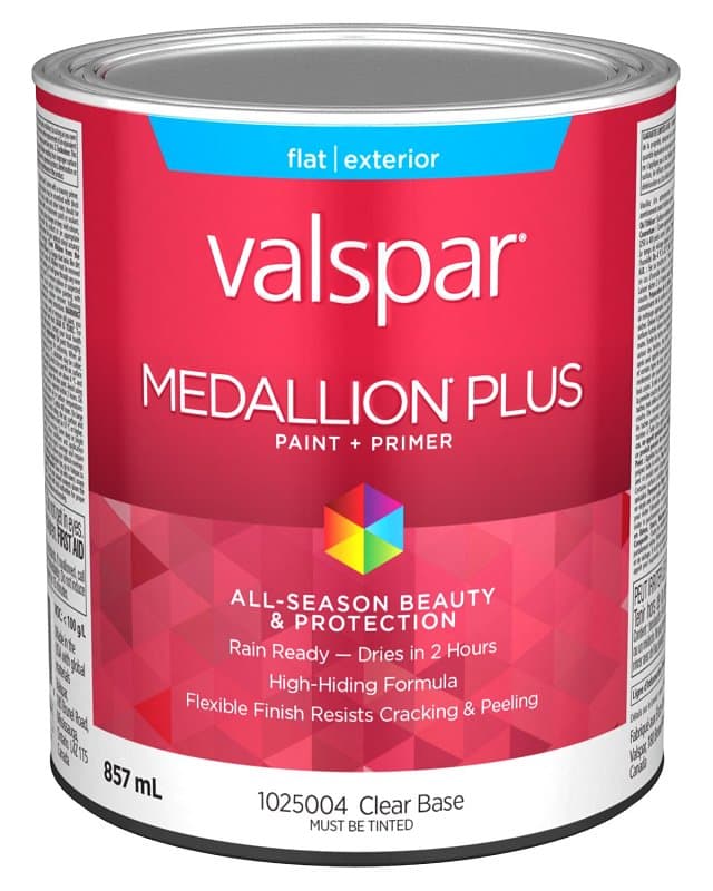 Medallion Plus 029.1025004.005 Exterior Paint and Primer, Acrylic, Flat, Clear, 1 qt, 400 sq-ft/gal Coverage Area – image 1