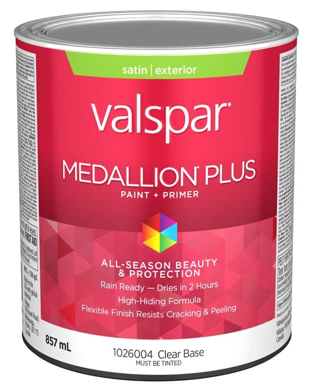 Medallion Plus 029.1026004.005 Exterior Paint and Primer, Acrylic, Satin, Clear, 1 qt, 400 sq-ft/gal Coverage Area – image 1
