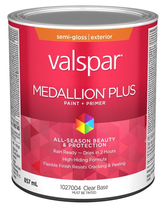 Medallion Plus 029.1027004.005 Exterior Paint and Primer, Acrylic, Semi-Gloss, Clear, 1 qt, 400 sq-ft/gal Coverage Area – image 1