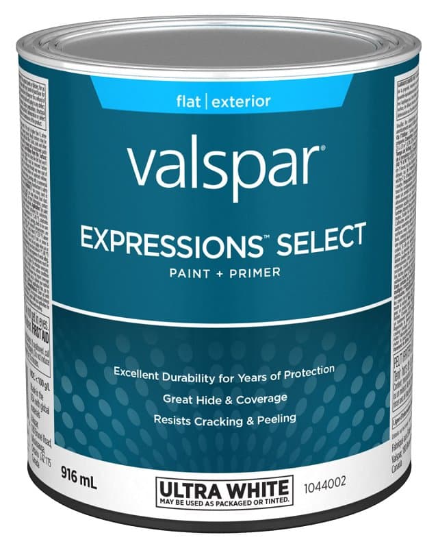 Expressions Select 029.1044002.005 Exterior Latex Paint and Primer, Acrylic, Flat, Ultra White, 1 qt – image 1
