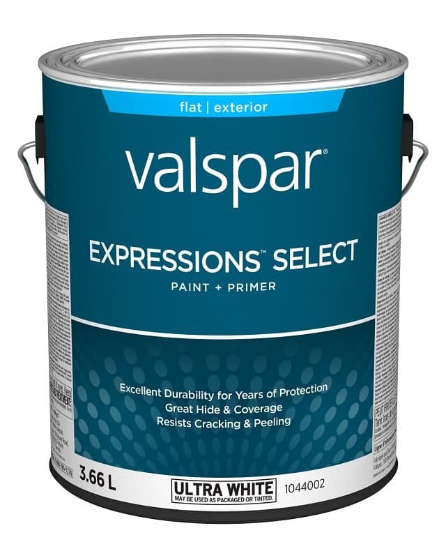 Expressions Select 029.1044002.007 Exterior Latex Paint and Primer, Acrylic, Flat, Ultra White, 1 gal – image 1