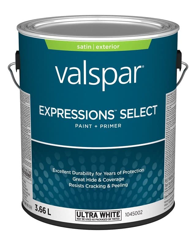 Expressions Select 029.1045002.007 Exterior Latex Paint and Primer, Acrylic, Satin, Ultra White, 1 gal – image 1