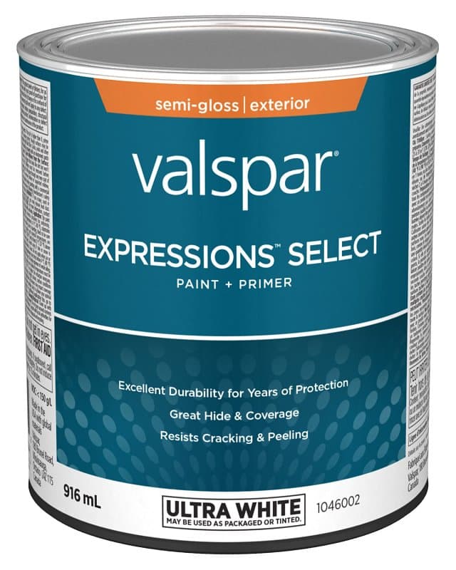 Expressions Select 029.1046002.005 Exterior Latex Paint and Primer, Acrylic, Semi-Gloss, Ultra White, 1 qt – image 1