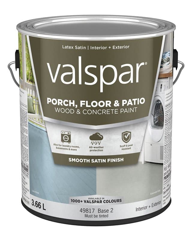 Valspar 112.0049817.007 Floor and Porch Paint, Basis 2 Base, Satin Sheen, Tint, 1 gal, Can – image 1