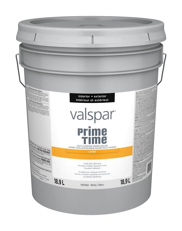 Valspar Prime Time 029.1061060.008 Interior/Exterior Multi-Purpose Primer Sealer, White, 5 gal – image 1