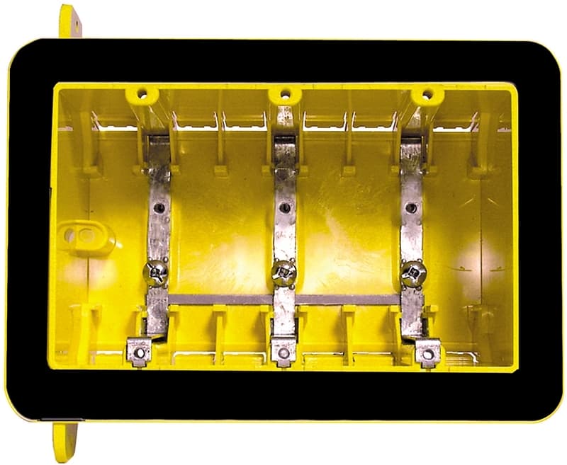 Hubbell 2023FBAR Outlet Box, 3-Gang, Polycarbonate, Yellow, Flush – image 1