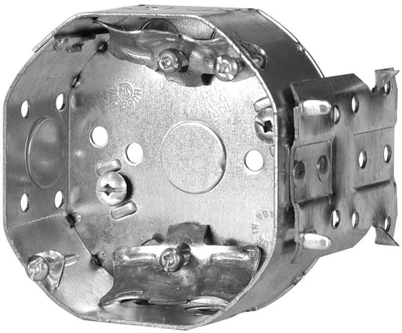 Hubbell 54151LBBAR Octagonal Box, 4 in OAW, 1-1/2 in OAD, 4 in OAH, 2-Knockout, Metal Housing Material – image 1