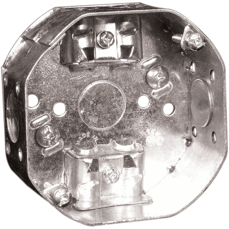 Hubbell 54151LABAR Octagonal Box, 4 in OAW, 1-1/2 in OAD, 3-Knockout, Metal Housing Material – image 1