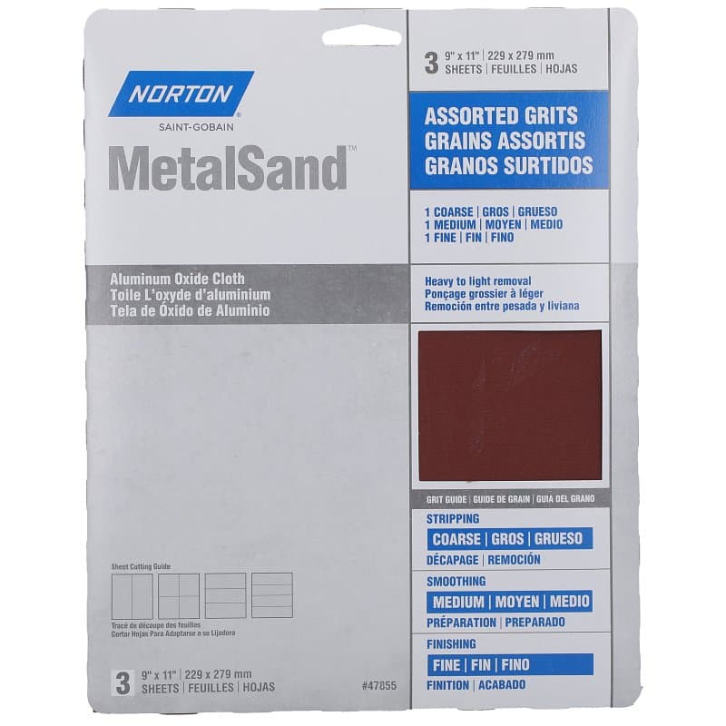 Norton MetalSand 07660747855 Sanding Sheet, 11 in L, 9 in W, Emery Abrasive, Cloth Backing – image 1