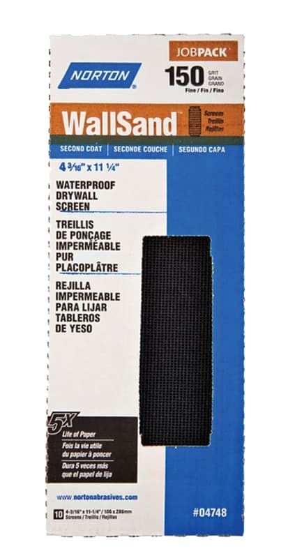 Norton WallSand 4748 Sandscreen, 11-1/4 in L, 4-3/16 in W, 150 Grit, Fine, Silicon Carbide Abrasive – image 1