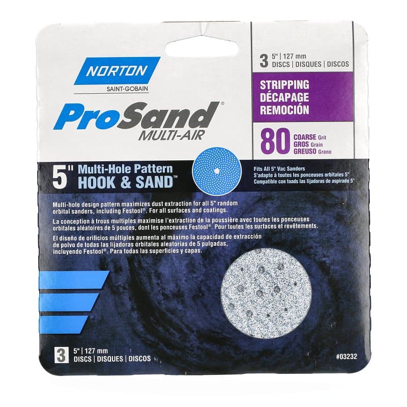 Norton 03232 Sanding Disc, 5 in Dia, 11/16 in Arbor, Coated, P80 Grit, Coarse, Alumina Ceramic Abrasive, Paper Backing – image 1