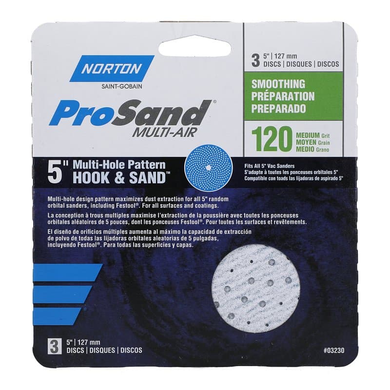 Norton 03230 Sanding Disc, 5 in Dia, 11/16 in Arbor, Coated, P120 Grit, Medium, Alumina Ceramic Abrasive, Spiral – image 1