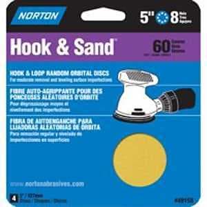 Norton 49158 Sanding Disc, 5 in Dia, Coated, P60 Grit, Coarse, Aluminum Oxide Abrasive – image 1