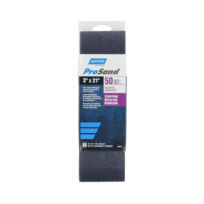 Norton 49612 Sanding Belt, 3 in W, 21 in L, 50 Grit, Coarse, Zirconia Aluminum Abrasive – image 1