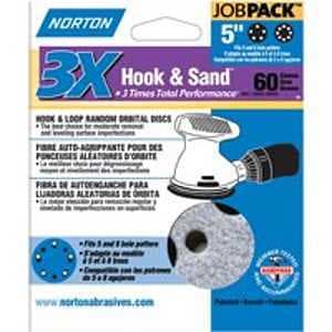 Norton 74368 Sanding Disc, 5 in Dia, 11/16 in Arbor, Coated, 60 Grit, Coarse, Zirconia Aluminum Abrasive, Paper Backing – image 1