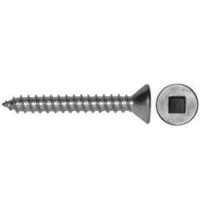 Reliable FKAS101MR Screw, 1 in L, Flat Head, Square Drive, Self-Tapping, Type A Point, Stainless Steel, Stainless Steel – image 1