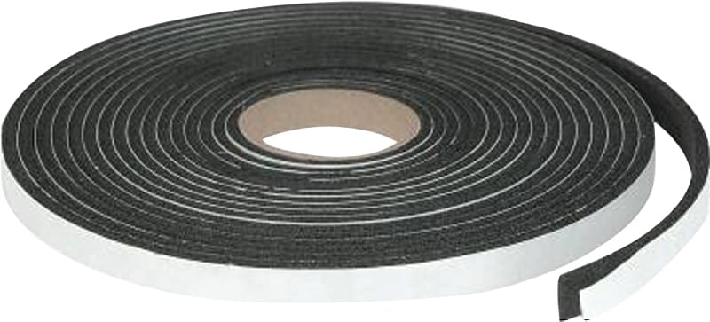 Climaloc Plus CF21003 Foam Tape, 3/8 in W, 10 ft L, 1/4 in Thick, Sponge Rubber, Black – image 1