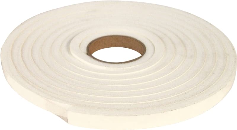 Climaloc CF12011 Insulating Foam Tape, 3/8 in W, 10 ft L, 1/4 in Thick, Polyethylene, White – image 1