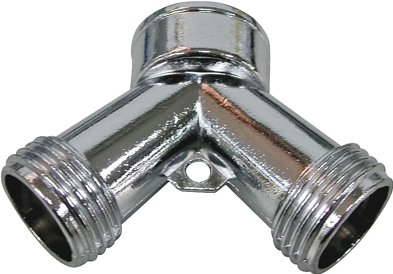ProSource PMB-064 Y-Connector, 3/4 in x 3/4 in, Metal, Chrome, For: Garden Hose – image 1