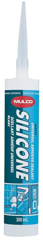 Mulco 111010 Universal Silicone Sealant, White, -4 to 122 deg F, 300 mL Cartridge – image 1