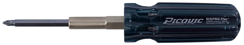 Picquic SIXPAC Plus Series 88001 Multi-Bit Screwdriver, Phillips, Robertson, Slotted Drive, Solid Handle – image 1