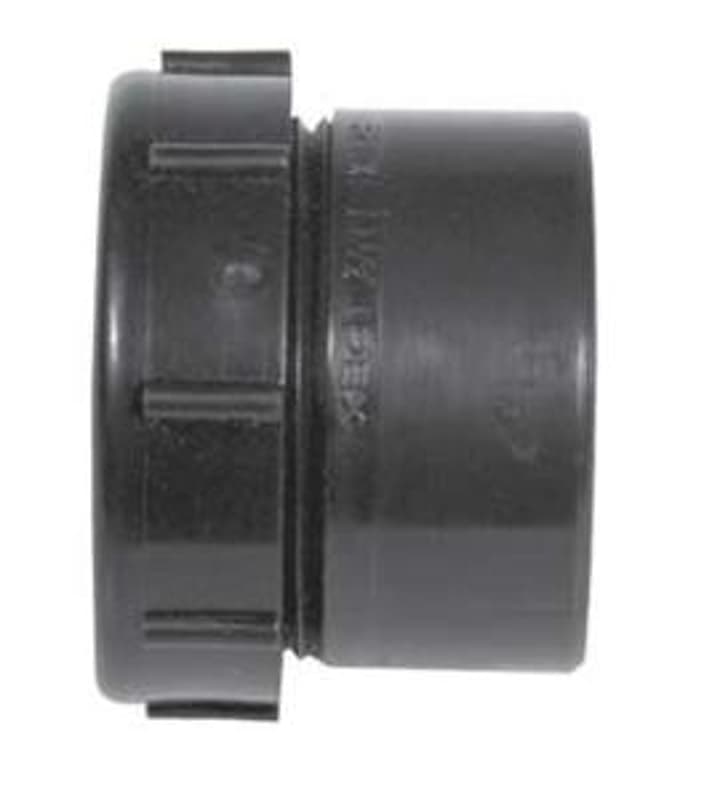 IPEX 027478 Trap Pipe Adapter, 1-1/2 x 1-1/4 in, Spigot x Plastic Nut x Male, ABS, Black – image 1