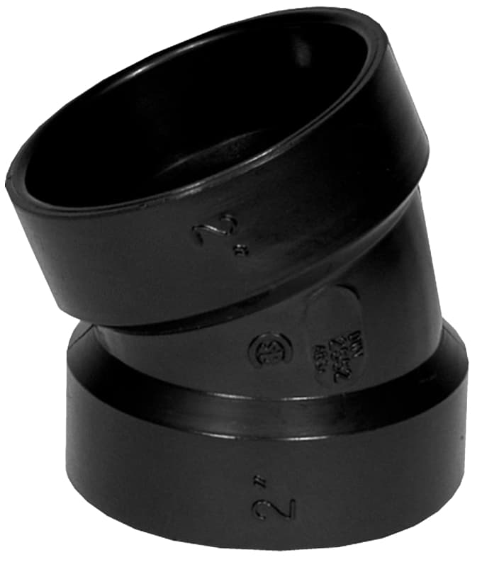IPEX 027251 Pipe Elbow, 1-1/2 in, Hub, 22.5 deg Angle, ABS, SCH 40 Schedule – image 1