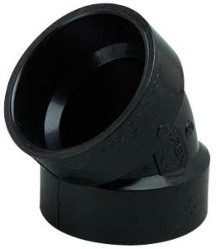 IPEX Drainway Series 027240 Pipe Elbow, 1-1/4 in, Hub, 45 deg Angle, ABS, Black – image 1