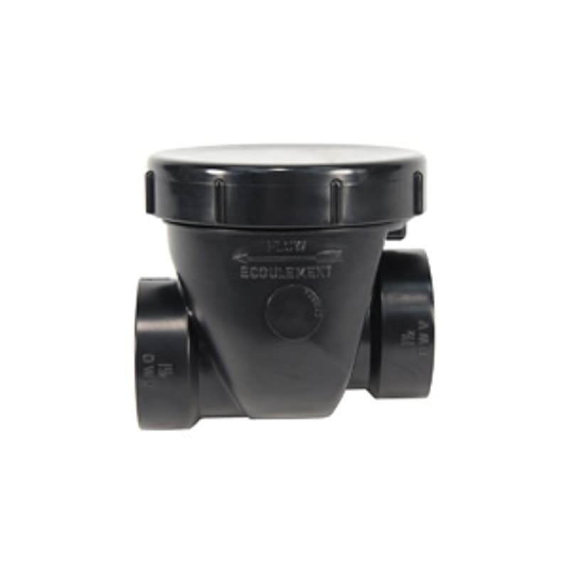 IPEX 17009 Backwater Valve with Threaded Cap, 1-1/2 in, Hub x Hub x MPT, ABS Body – image 1