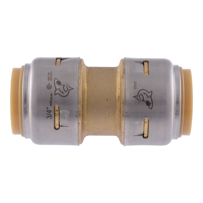SharkBite Max UR016A Pipe Coupling, 3/4 x 3/4 in, DZR Brass, 250 psi Pressure – image 1