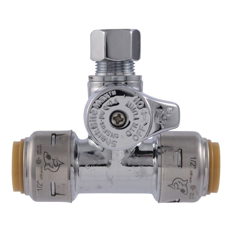 SharkBite Max UR24984A Ball Valve, 1/2 x 1/2 x 3/8 in Connection, Push-to-Connect x Compression x Compression – image 1
