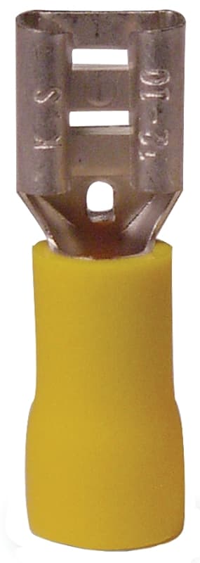 Gardner Bender 20-145F Disconnect Terminal, 600 V, 12 to 10 AWG Wire, 1/4 in Stud, Vinyl Insulation, Yellow, 16/PK – image 1