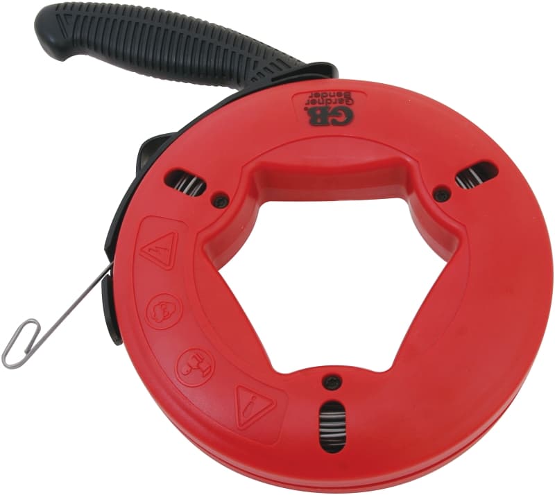 Gardner Bender UpperHand Series FTS-65R Fish Tape, 1/8 in Tape, 65 ft L Tape, Carbon Steel Tape, Red Case – image 1