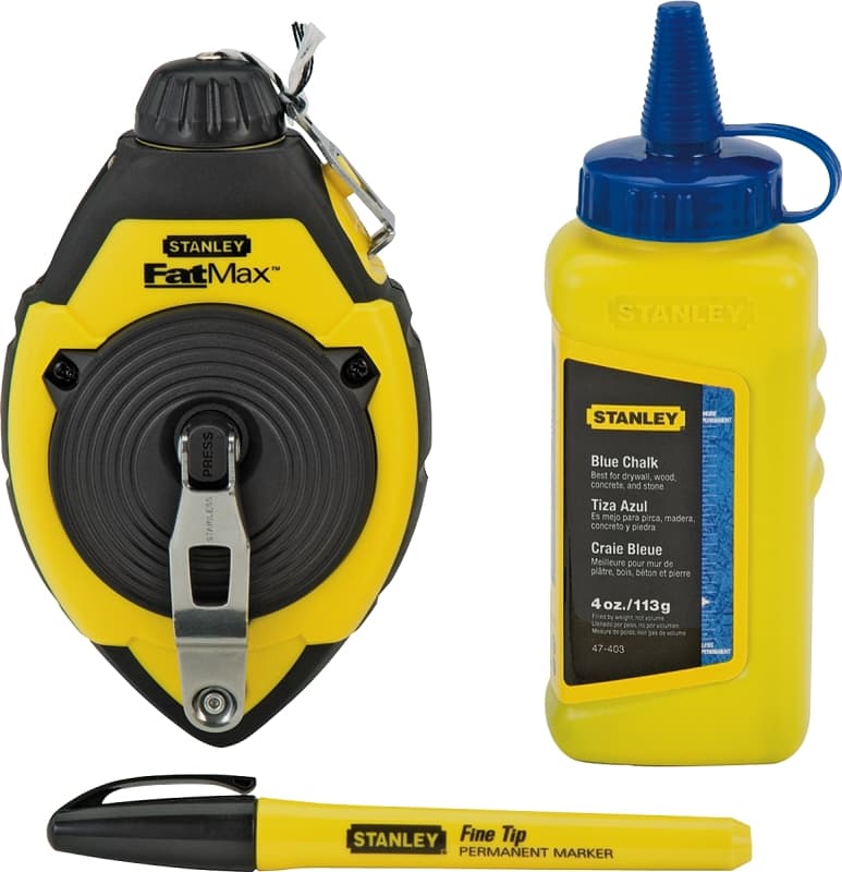 STANLEY 47-681L Chalk Line Reel Kit, 100 ft L Line, Blue Line, 3:1 Gear Ratio – image 1