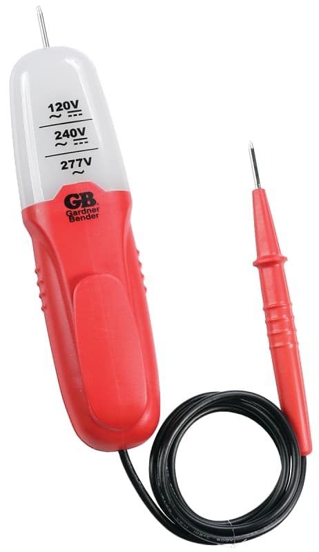 Gardner Bender GET-3213 Tester, 120 to 277 V, LED Display, Functions: Voltage, Red – image 1