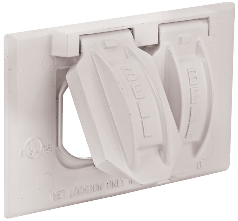 Hubbell 5180-1 Cover, 2-13/16 in L, 4-9/16 in W, Aluminum, White, Powder-Coated – image 1