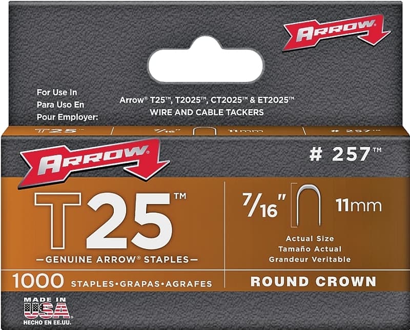 Arrow T25 Series 257 Staple, 5/16 in W Crown, 7/16 in L Leg – image 1