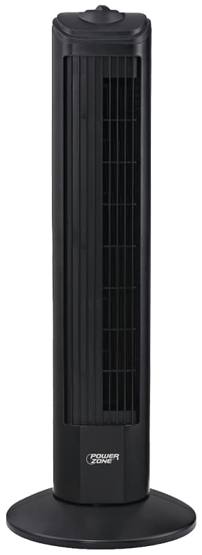 PowerZone TF-28B Oscillating Fan Tower, 120 V, 0.45 A, 90 deg Sweep, 28 in Dia Blade, Plastic Blade, Black – image 1