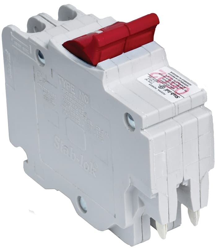 Square D Stab-lok NC0220CP Circuit Breaker, Mini, Type NA, 20 A, 2 -Pole, 120/240 V, Plug Mounting, White – image 1