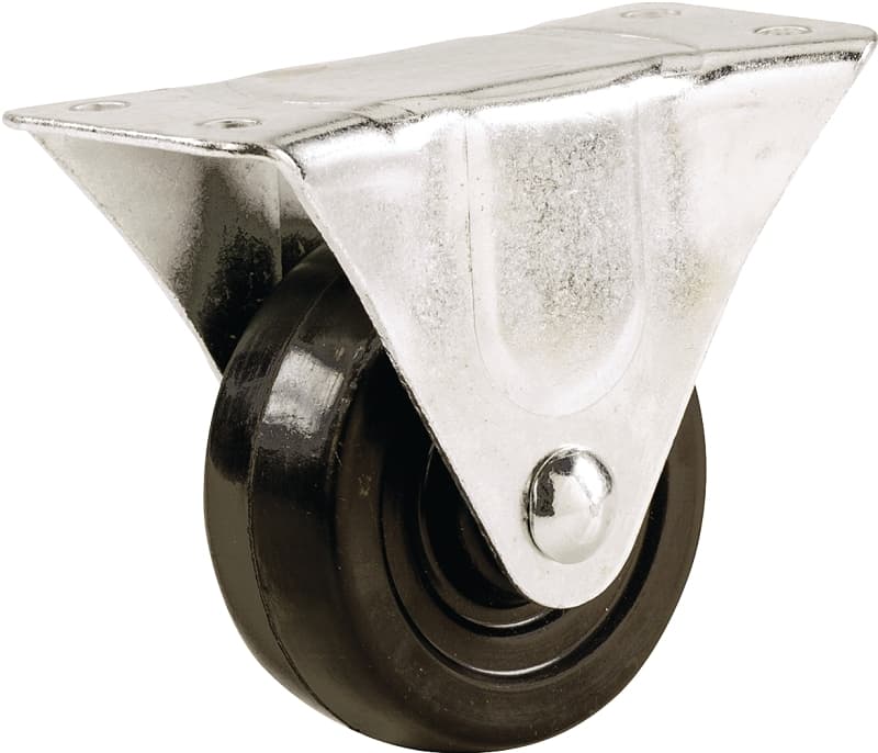 Shepherd Hardware 9482 Rigid Caster, 2-1/2 in Dia Wheel, 1-1/8 in W Wheel, Rubber Wheel, 100 lb – image 1