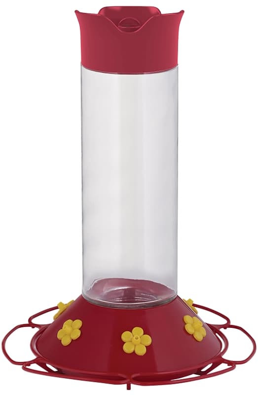 Perky-Pet 209B Bird Feeder, 30 oz, 6-Port/Perch, Glass/Plastic, Bright Red/Yellow, 8.3 in H – image 1