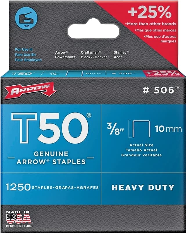 Arrow T50 Series 50624 Staple, 3/8 in W Crown, 3/8 in L Leg – image 1