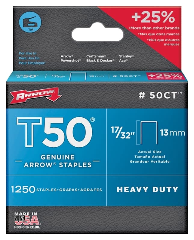 Arrow T50 Series 50CT24 Staple, 3/8 in W Crown, 17/32 in L Leg – image 1
