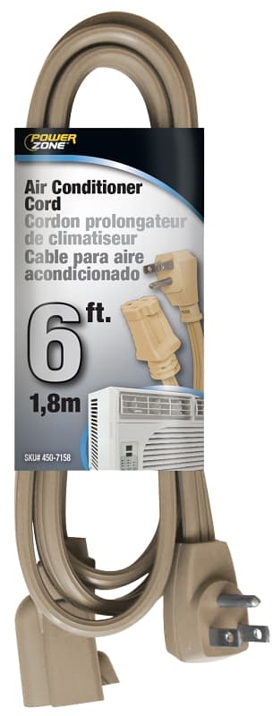 PowerZone OR681506 Extension Cord, SPT-3, Vinyl, Beige, For: Air conditioner and Appliances – image 1