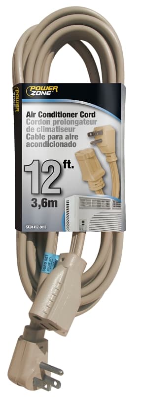 PowerZone OR681512 Extension Cord, SPT-3, Vinyl, Beige, For: Air conditioner and Appliances – image 1