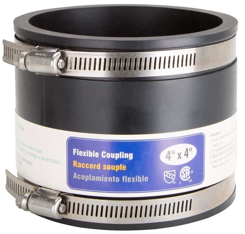 ProSource FC56-44 Coupling, 4 x 4 in, Cast Iron, Plastic and Steel Drain Pipes, PVC, Black – image 1