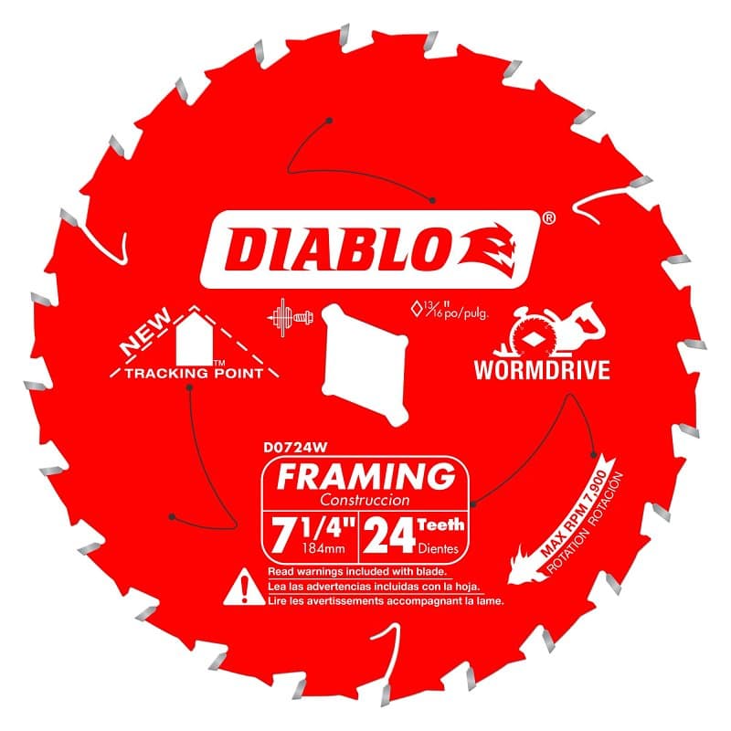 Diablo D0724A Circular Saw Blade, 7-1/4 in Dia, 5/8 in Arbor, 24-Teeth, Carbide Cutting Edge – image 1